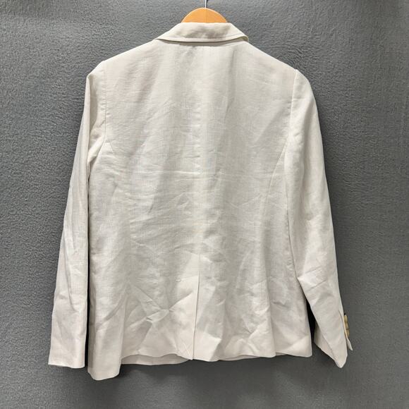 Talbots Linen Blazer Womens Petite 10 10P White Coastal Jacket Single Button - Picture 3 of 7